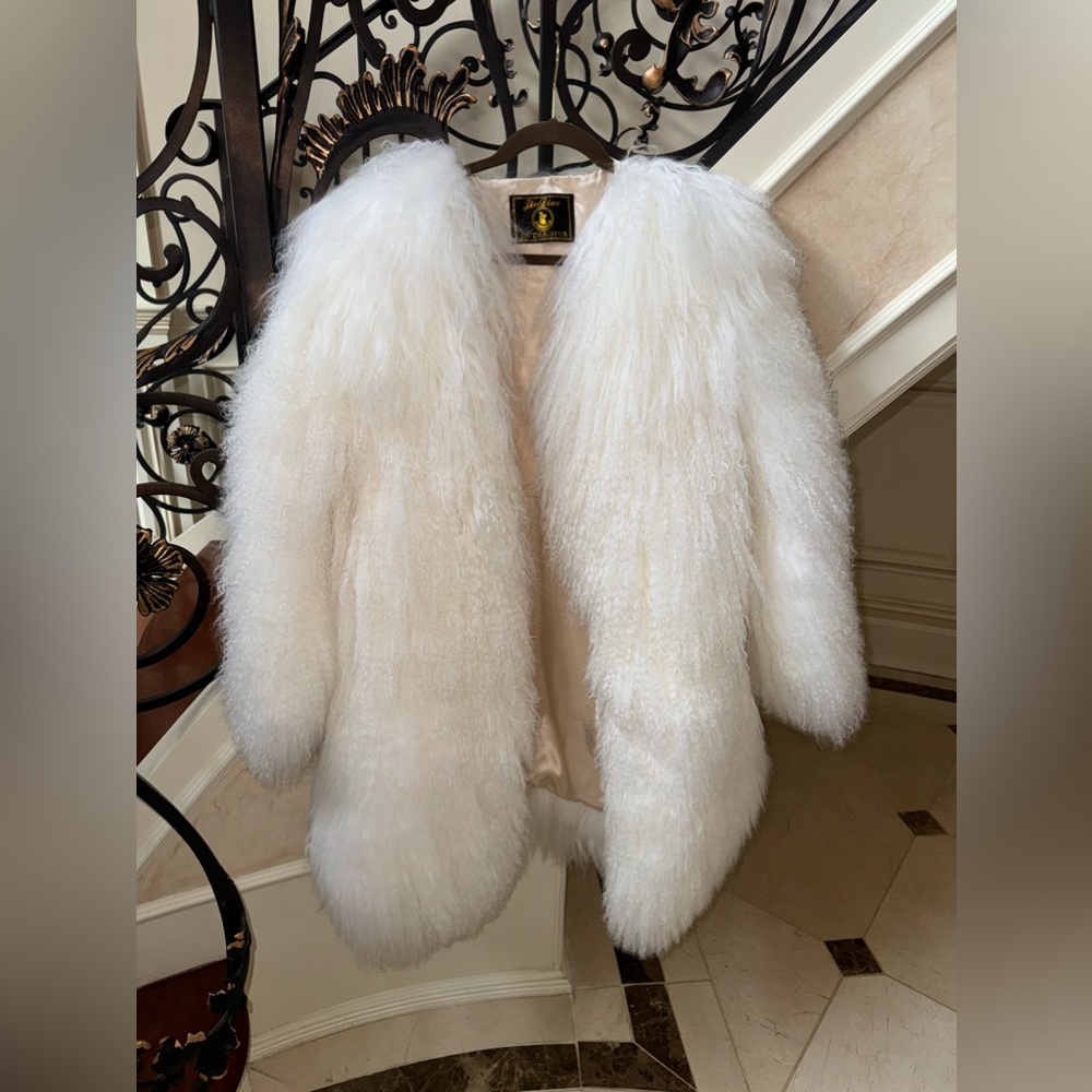 SUMMER SALE! WHITE MONGOLIAN FUR COAT